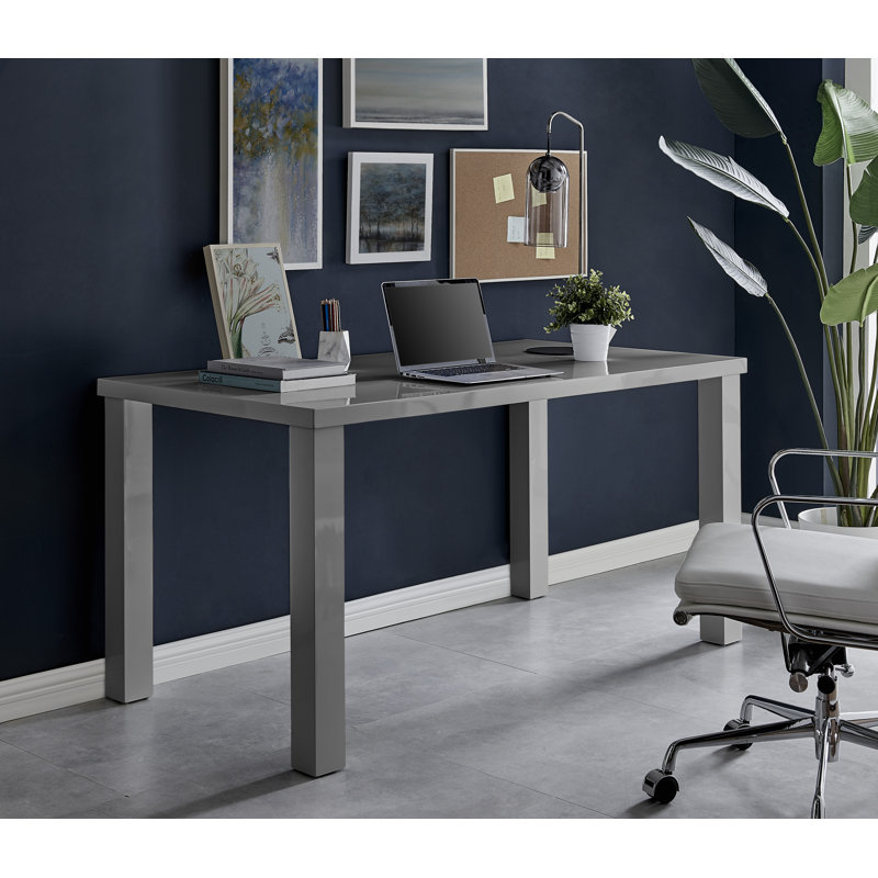 Bureau à domicile Eubanks ultrabrillant, H 29,53 po x l 59,06 po x P 31,5 po, Gris