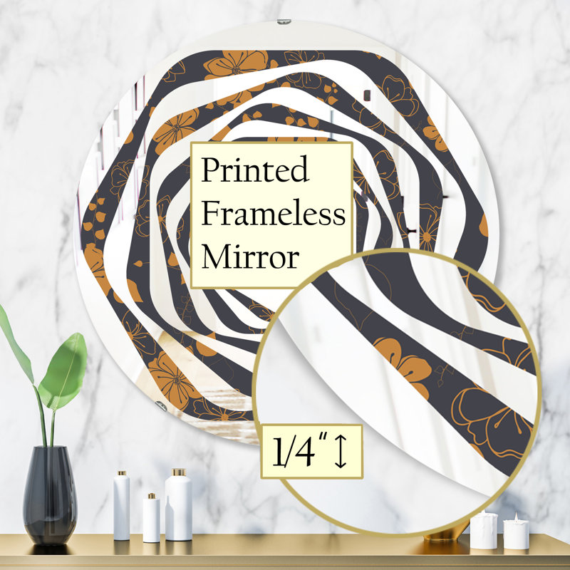 Miroir mural Whirl, H 31,5 po x l po, Coquelicots tournés à la main Whirl