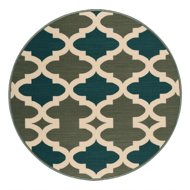 Tapis vert en treillis lavable à la machine, Rond 5 pi