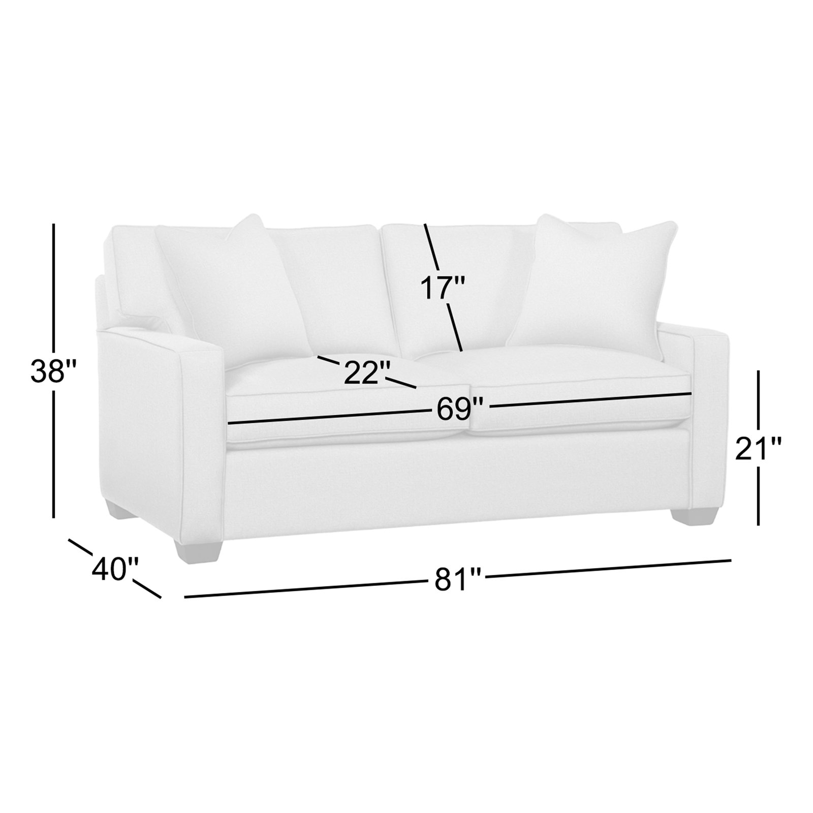 Ellora 81'' Upholstered Sofa, Eggshell Crypton Performance; 0884-93, Java Finish, Gel Memory Foam Mattress