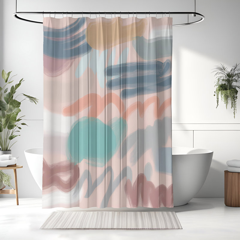 Annajane Abstract Shower Curtain, 93" H x 70" W