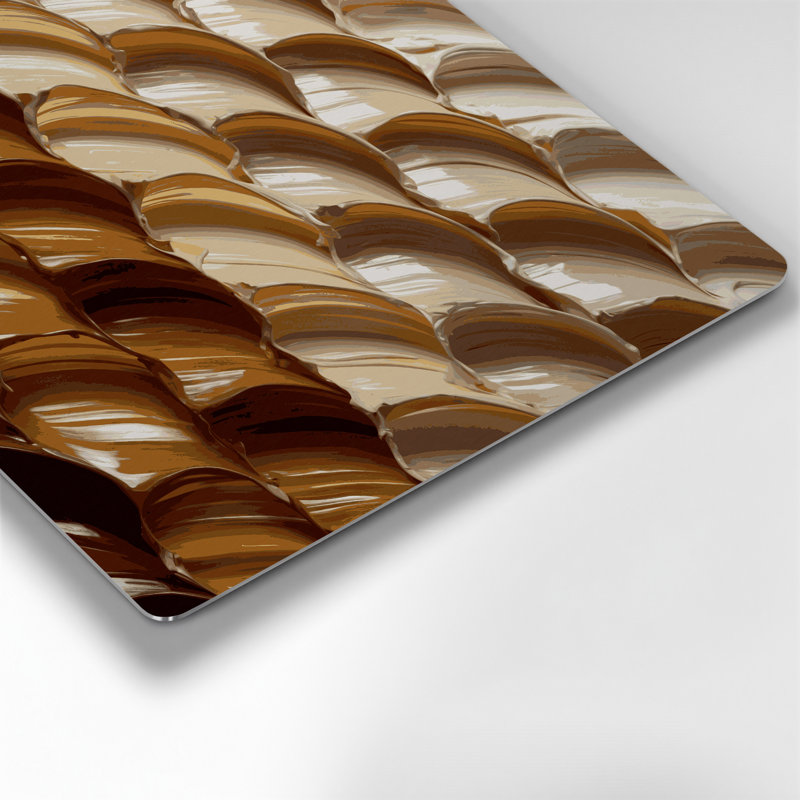 Art mural horizontal rayé horizontal brun clair en métal brun clair, H 32 po x l 32 po