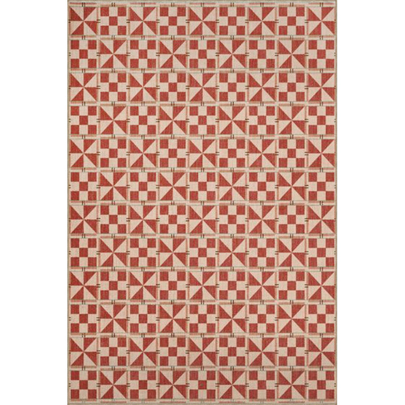Tapis décoratif à motif géométrique rose lavable à la machine, Couvre-coussin carré de 4 pi 11 po inclus