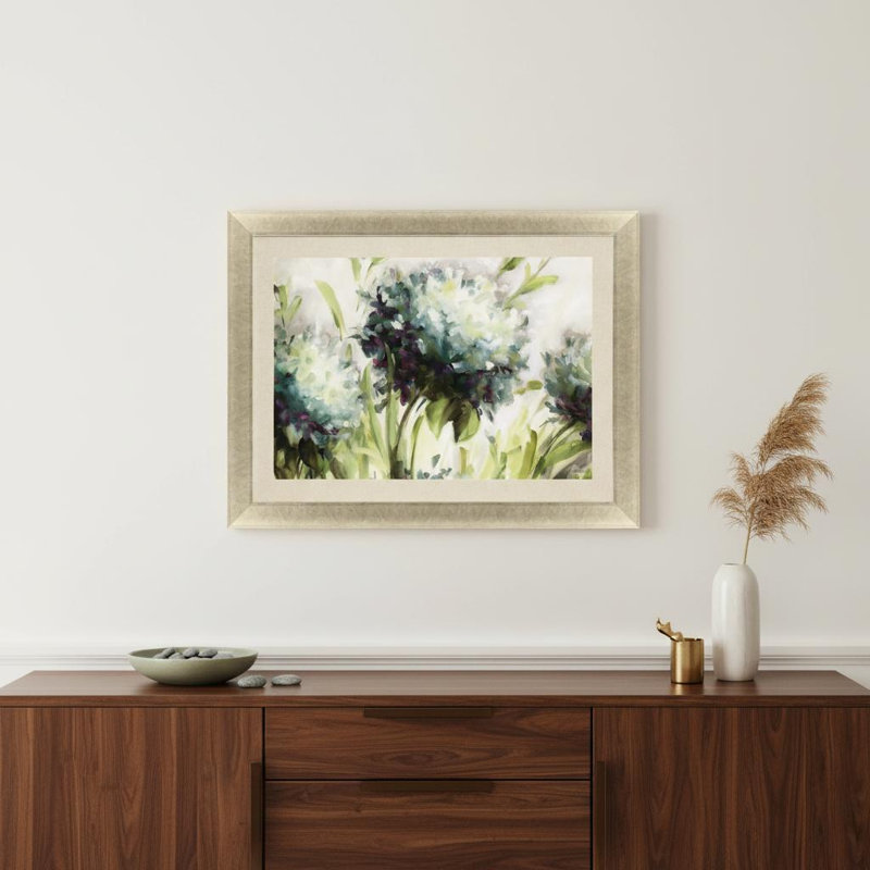 Hydrangea Field, impression encadrée dorée