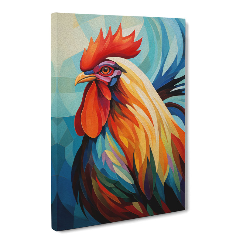 Rooster Cubism - Print, 76cm H x 50cm W x 3cm D