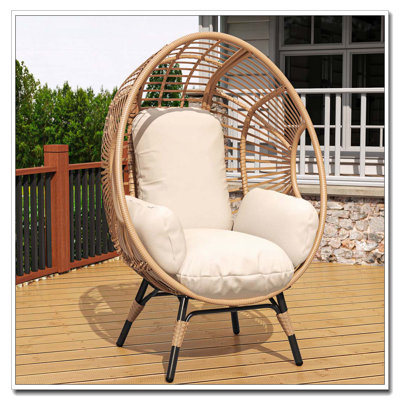Fauteuil à œufs suspendu avec dossier arqué, coussin de 8 pouces et capacité de 400 lb