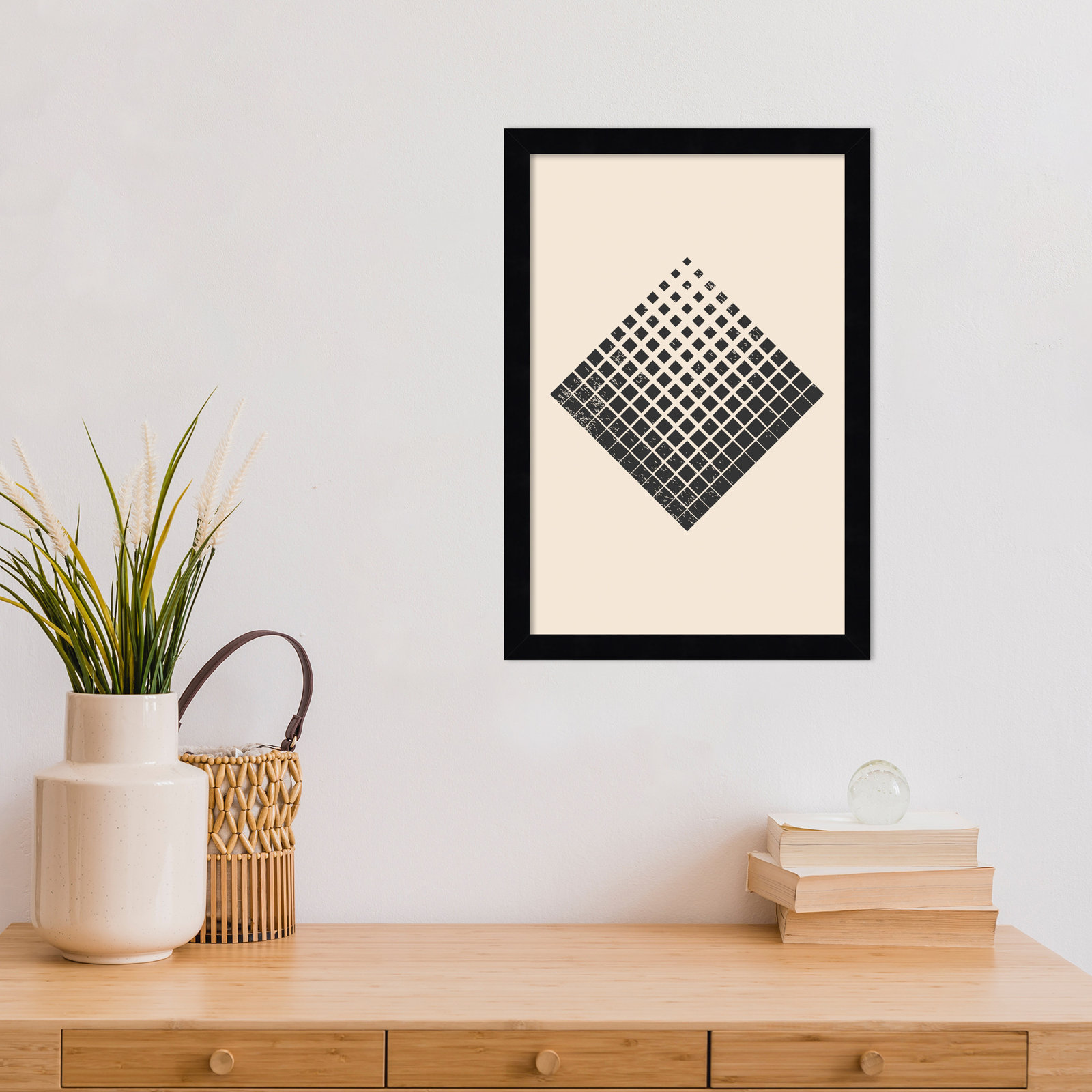Minimal Halftone Shapes No. 3 Print, Black, 17" H x 12" W x 1" D