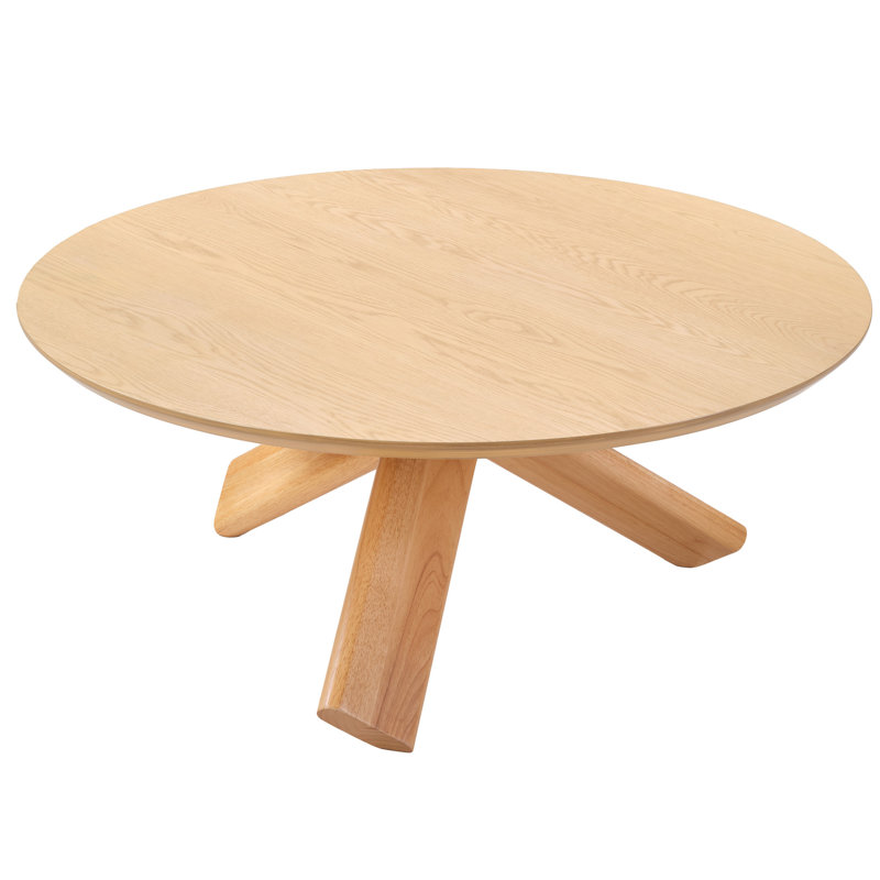 Modern Round Coffee Table, Natural Wood
