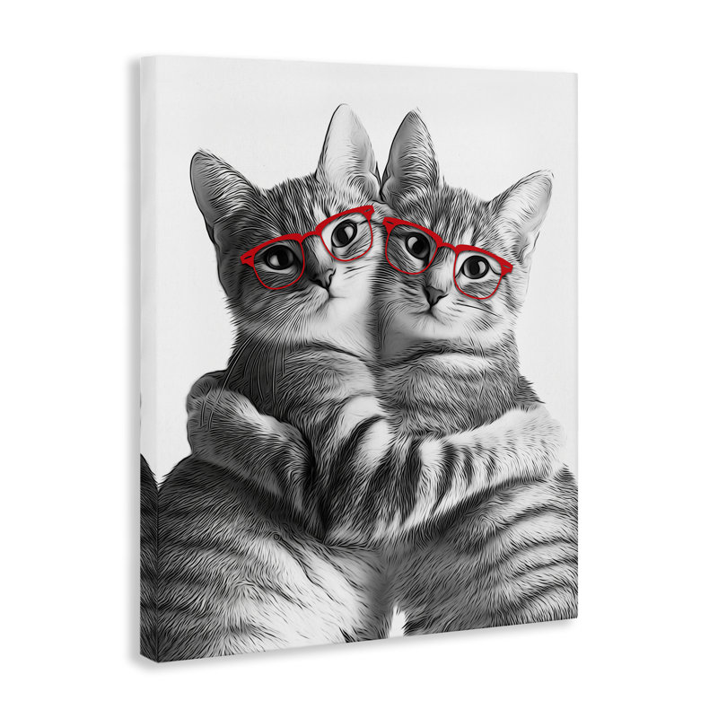 Art mural en toile avec une paire de chats par Annalisa Latella, H 40 po x l 30 po