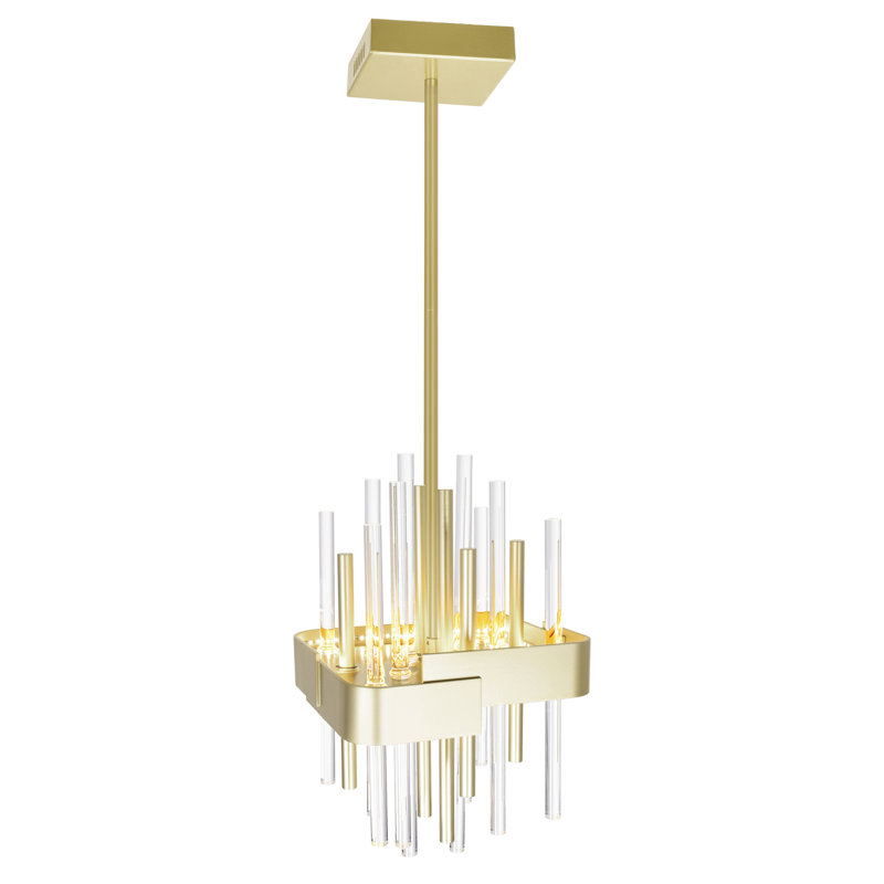 8-inch Integrated LED Mini Pendant Light Satin Gold, Modern Ceiling Fixture for Kitchen, Island, Dining Room, Hallway