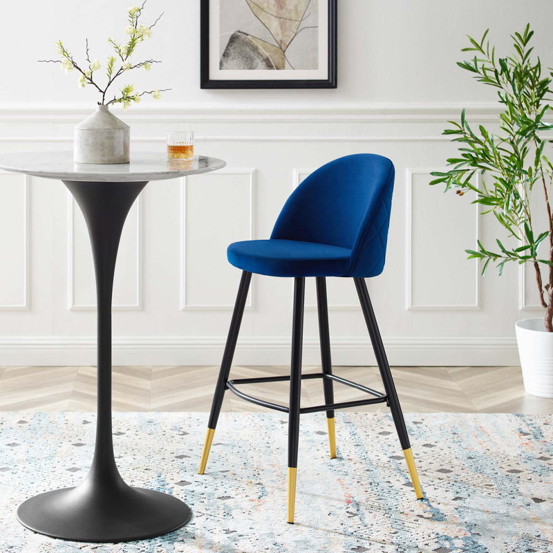Ensemble de 2 tabourets de bar en velours Cordial Performance, Marine