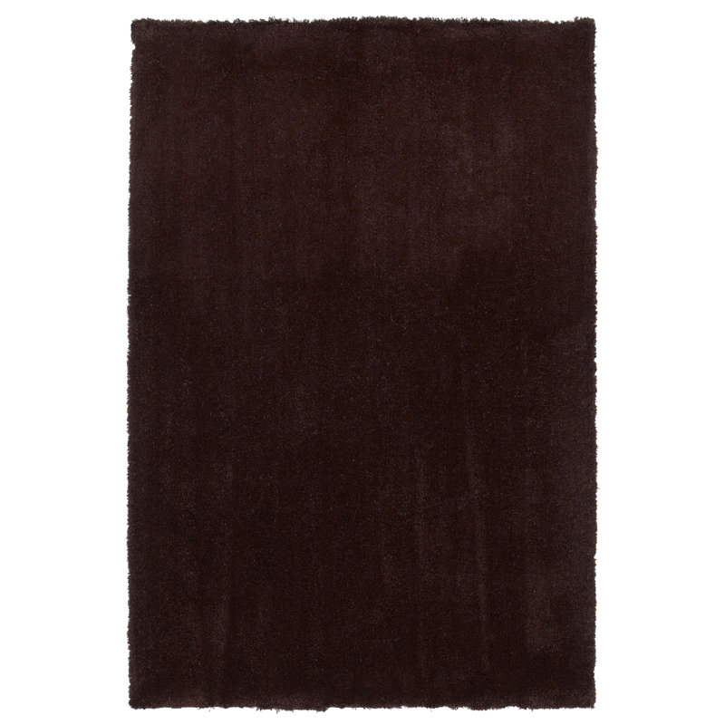Handmade Brown Rectangular Shag Area Rug 5' x 7'