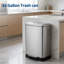 Poubelle à pédale en acier inoxydable 16 gallons / 60 L - Poubelle de cuisine grande capacité - Couvercle à fermeture en douceur - Seau intérieur amovible - Empreinte digitale et antirouille - Pédale mains libres - Argent