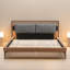 Luxueux lit très grand avec veilleuses intégrées, coussin de suspension ergonomique, lattes en bois massif et pieds en métal robustes pour un sommeil confortable