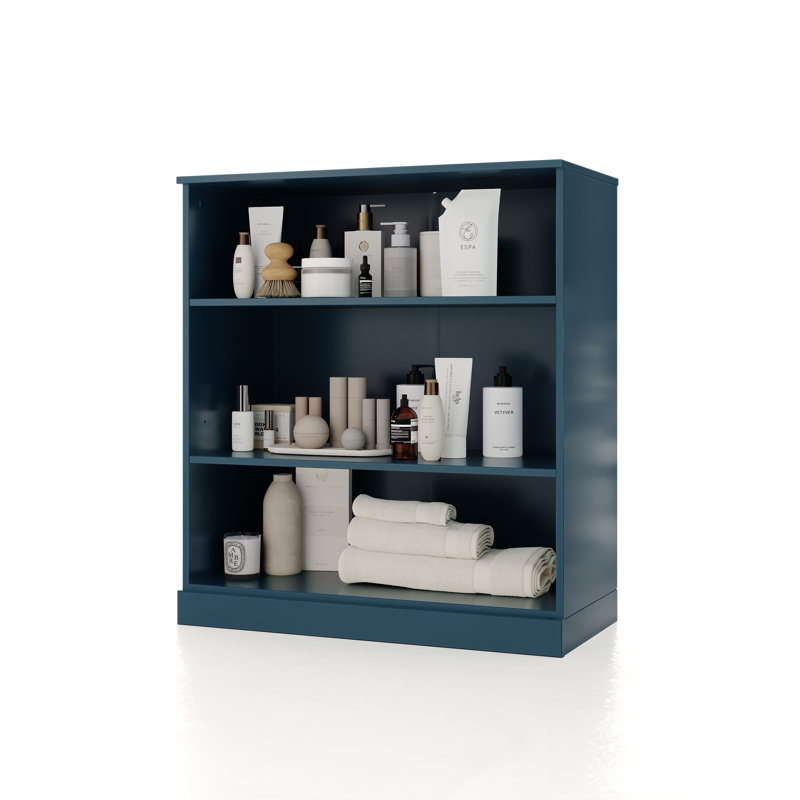 100% Solid Wood Bathroom Cabinet with Adjustable Shelves, 35.75" H x 32" W x 15.5" D, Teal Blue