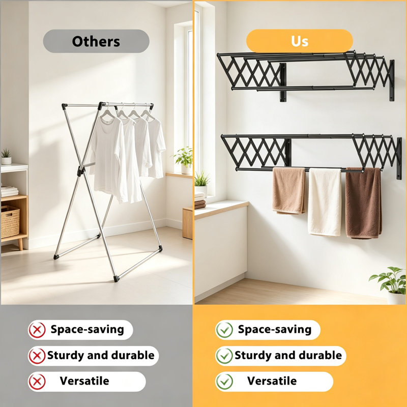 Stainless Steel Wall-Mounted Drying Rack, Black