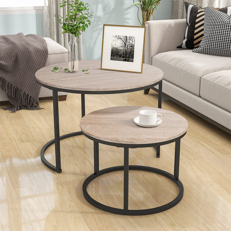 Patao Frame Coffee Table, 48.48" H x 69.49" W x 69.49" D, Oak/Black