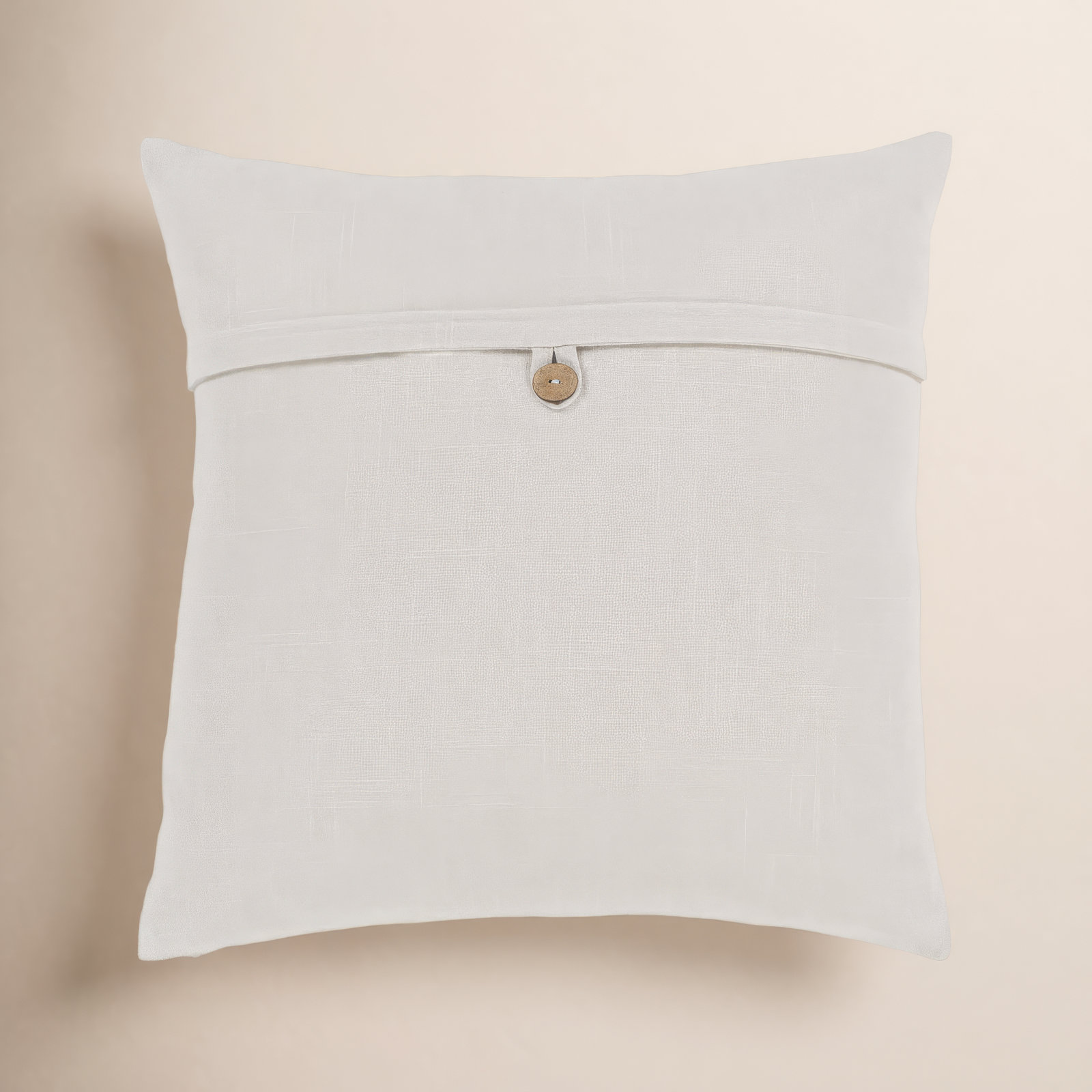Leigh Buttons Cotton Throw Pillow, 20" x 20", Off White, Polyester