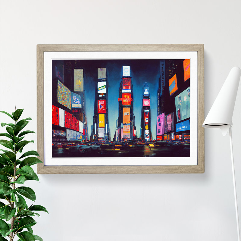 XH1022-6206X Modern Times Square Art Vol.5 1 Piece Single Picture Frame Wall Art, 25cm H x 34cm W x 2cm D, Oak