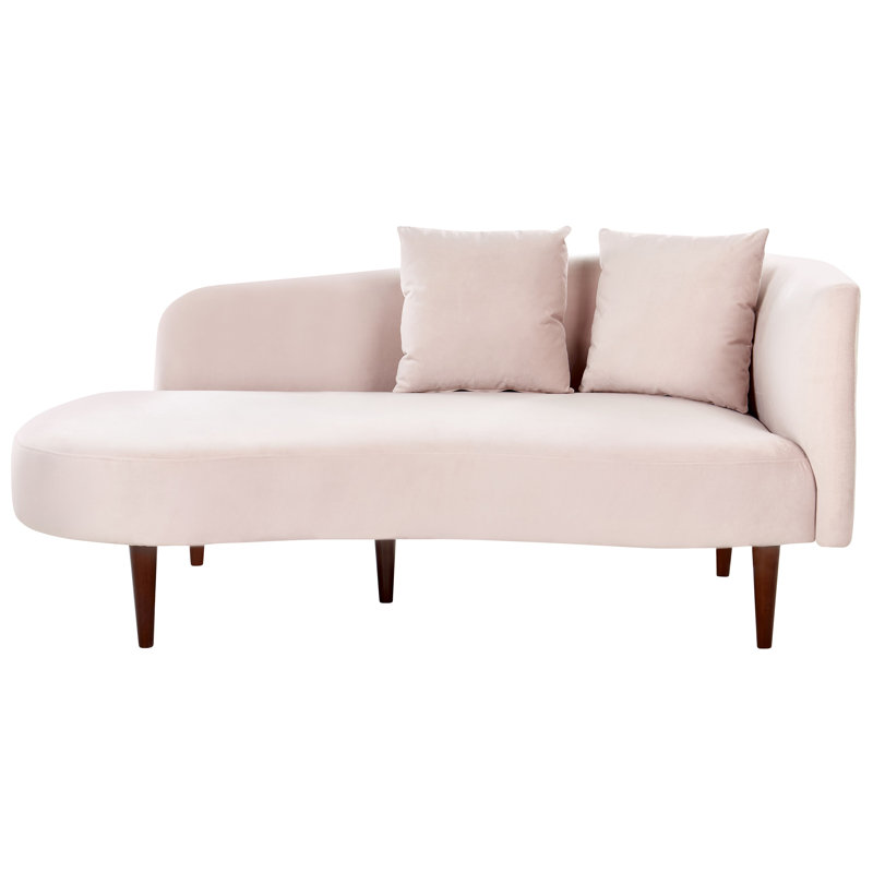 Oliveras Upholstered Chaise Lounge, Pink Velvet