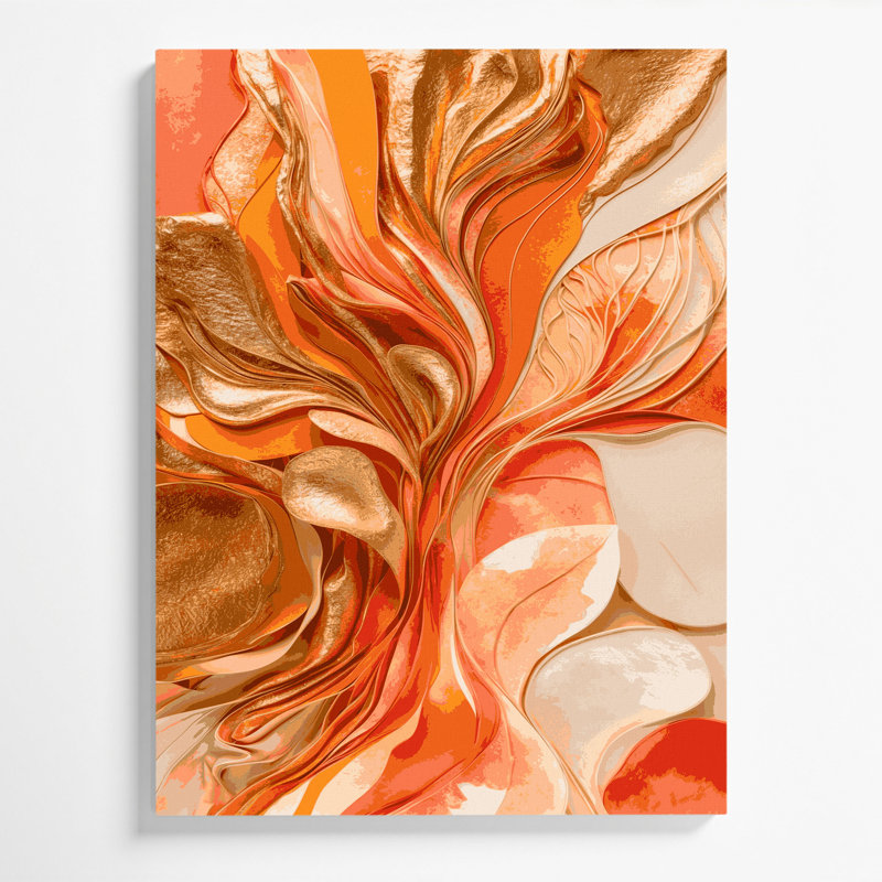 Art mural abstrait aquarelle sur toile brune, H 24 po x l 20 po