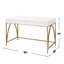 Bureau combinant rangement et largeur de 62 pouces avec piètement en acier doré et deux tiroirs (voir photo).