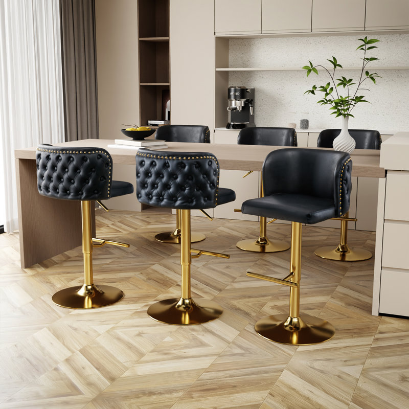 Ensemble de 6 tabourets de bar Modern, Noir et or