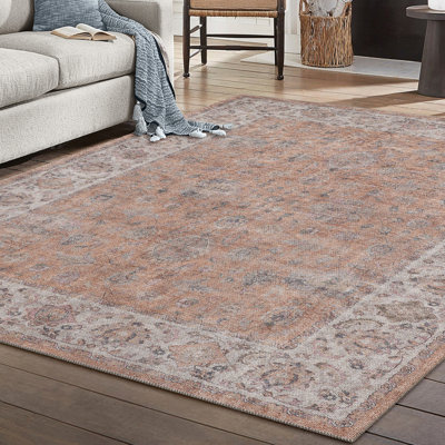 Tapis performance tissé à la machine London Frederik - rouille / ivoire - 3 pi 9 po x 5 pi 6 po