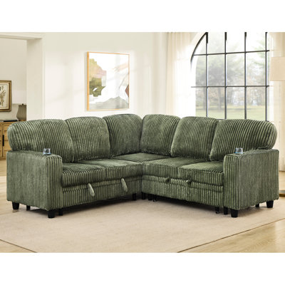 Lit convertible convertible en forme de L avec 5 tiroirs, rangement intégré et ports Type-C pour des maisons douillettes