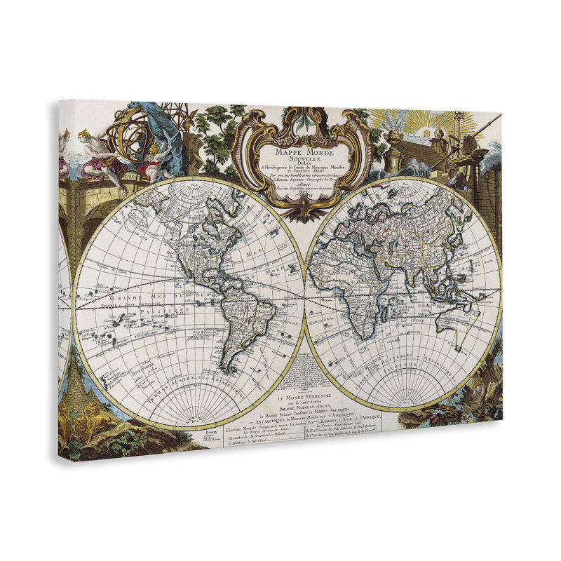 Art mural sur toile carte du monde classique par Chris Donovan bp-771_CN, H 16 po x l 24 po