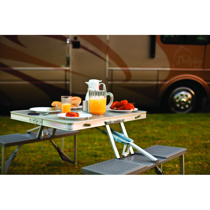 Aluminum Folding Outdoor Table with Umbrella Hole Fernando