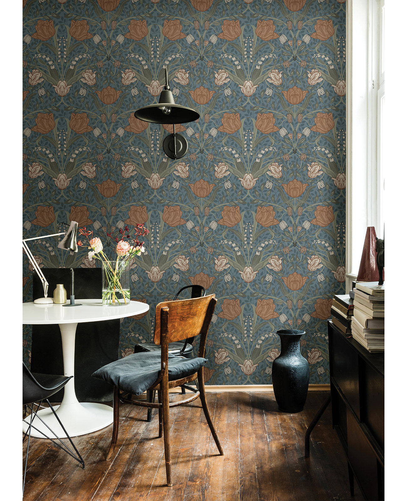 Orelia 33' L x 20.5" W Wallpaper Roll, Blue, 33' L x 20.5" W