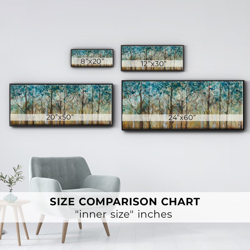 Sunlit Birch Grove - toile encadrée, H 8 po x l 20 po