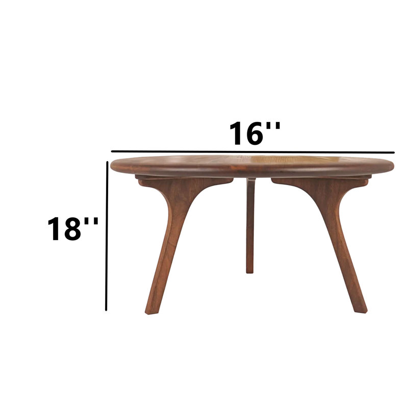 Walnut Solid Wood Round Novelty Coffee Table, 18" H x 16" L x 16" W