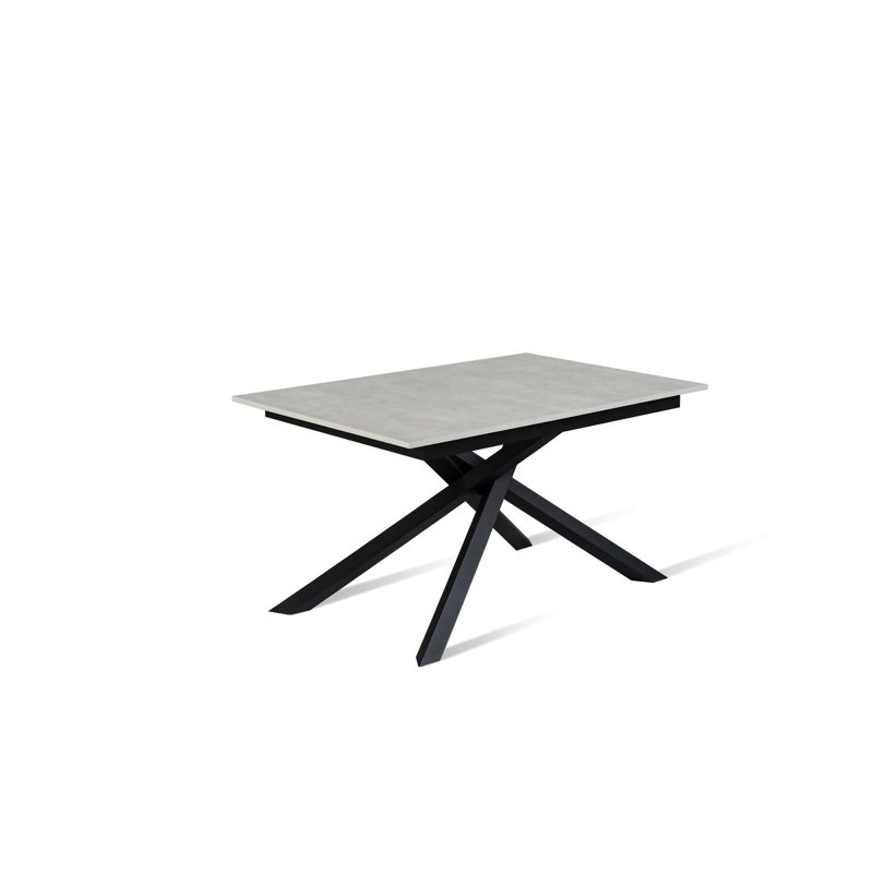 Daequon Extendable Oak Metal Base Dining Table, White, Black
