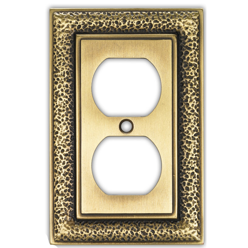 Hammered 2-Gang Duplex Outlet Wall Plate, Gold
