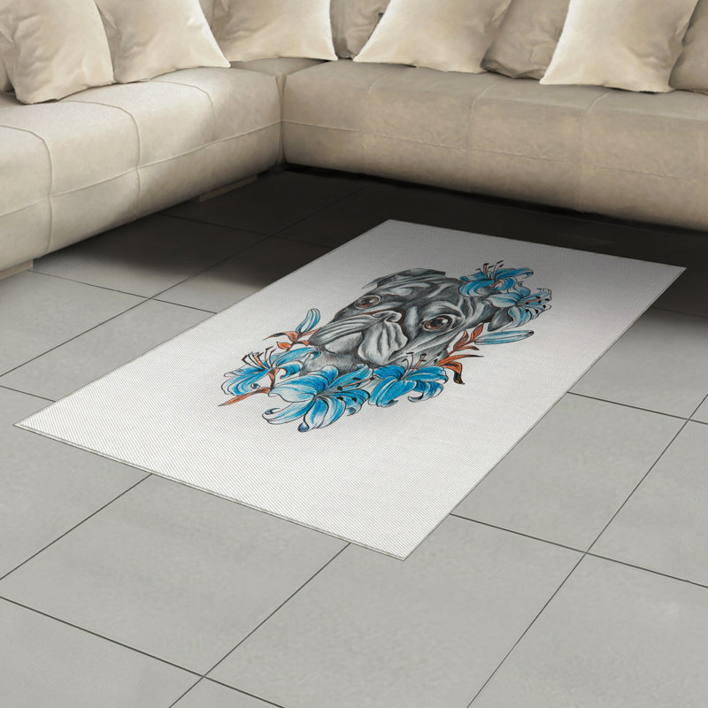 Pug High Density Long Fiber Poly Threads Decorative Area Rug Carpet, Rectangle 2'7" x 5'