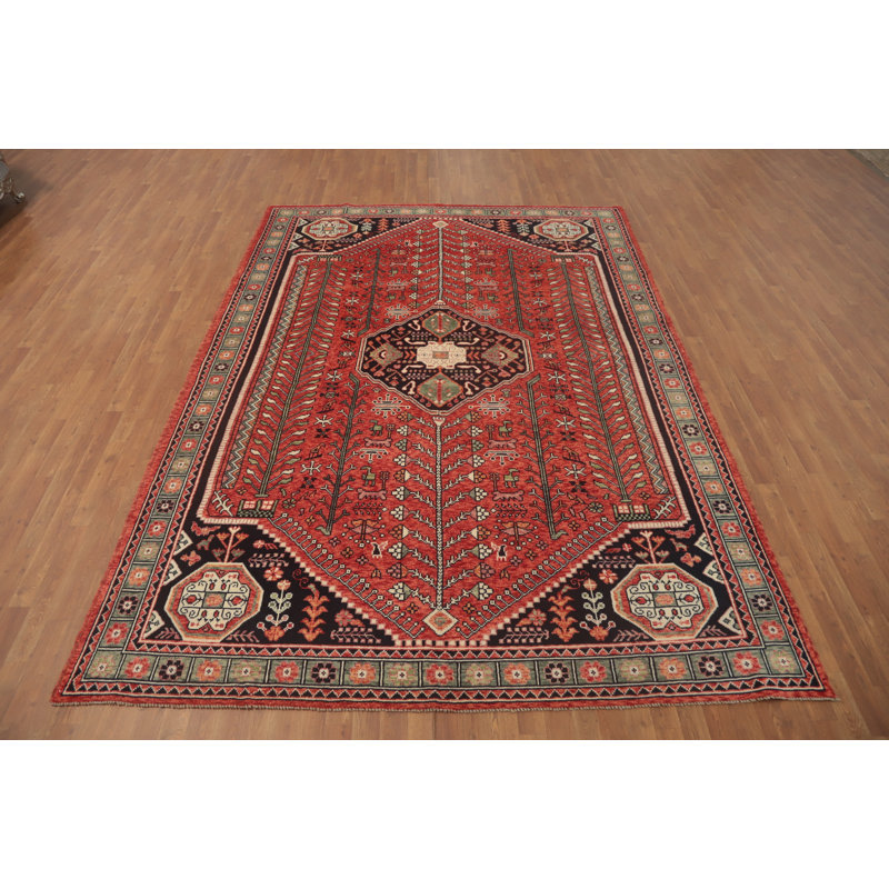 Tapis oriental à motif végétal à teinture végétale 8 x 11