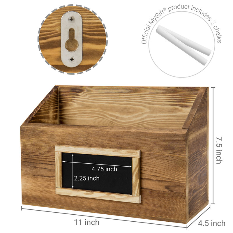 Wood Magazine Rack with Chalkboard