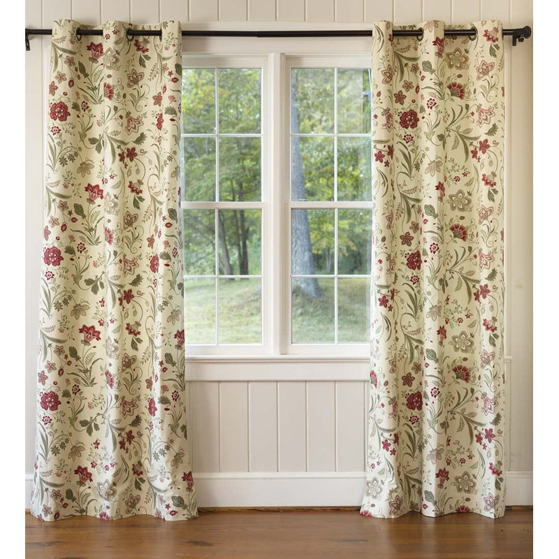 Room Darkening Curtain, Beige/Burgundy, 40" W x 72" L