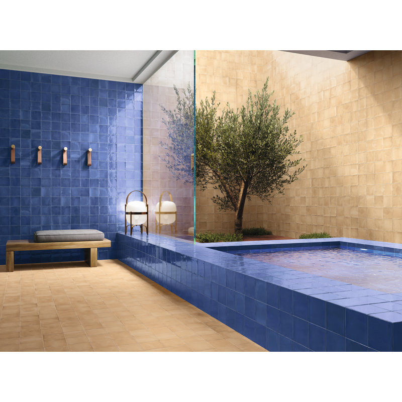 Carreau de porcelaine 5 po x 5 po San Miyos, Bleu