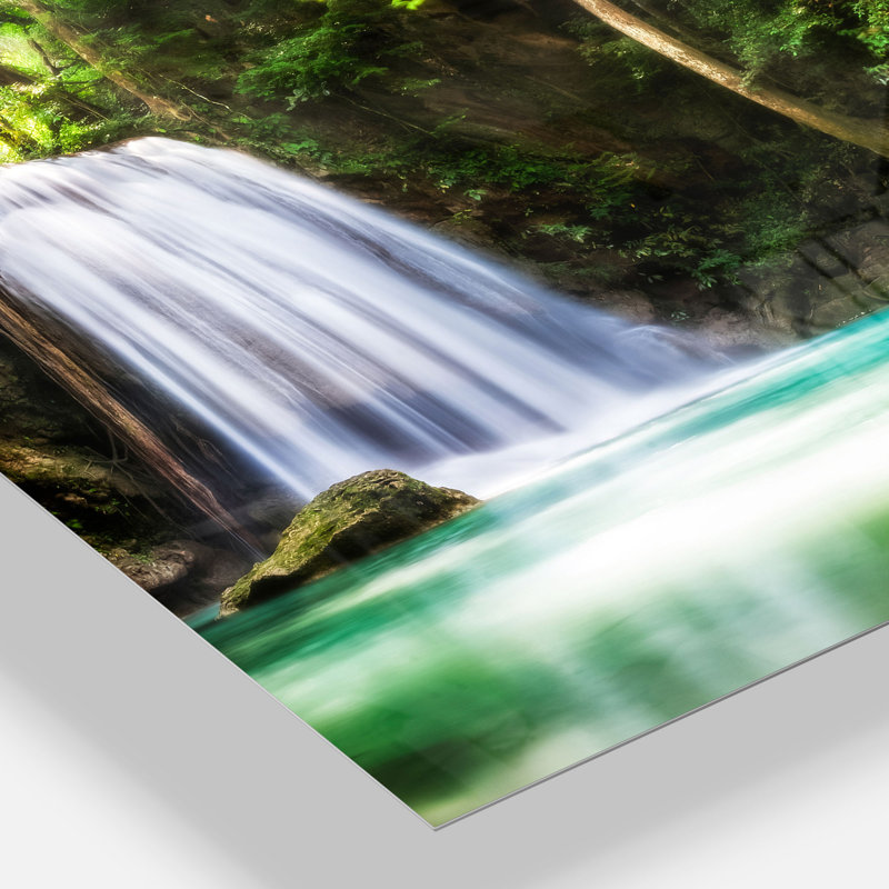 Erawan Waterfall, reproduction de photo sur toile tendue, H 30 po x l 40 po x P 1 po, Métal