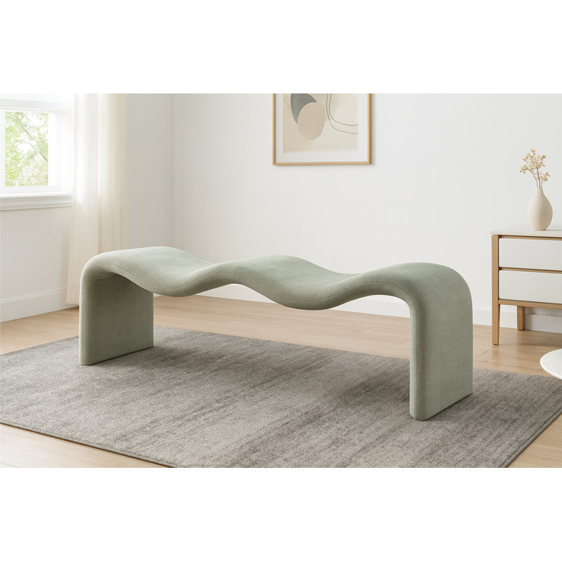 Monifa Chenille Fabric Bench, Mint Chenille Fabric