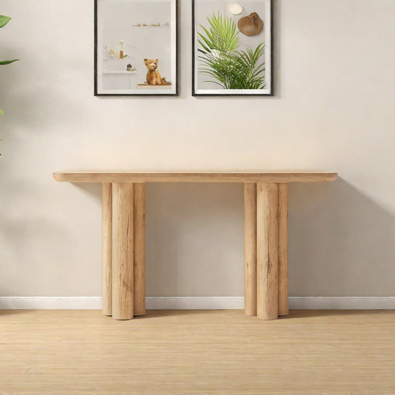 Rural Retro Minimalist Console Table, 29.92" H x 59.84" W x 14.57" D, Natural Wood