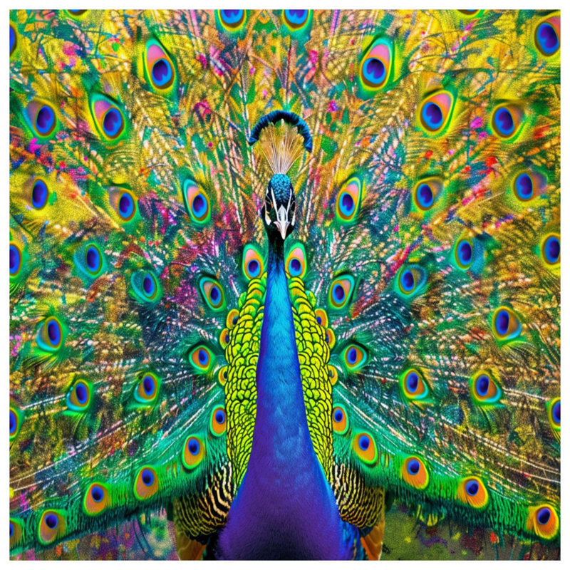 Vibrant Peacock Feathers Comforter, Twin