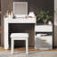Meuble-lavabo 3 en 1 avec miroir rabattable, éclairage à DEL, tiroirs amplement réglables - Coiffeuse multifonctionnelle élégante pour la maison, blanc-1537729078
