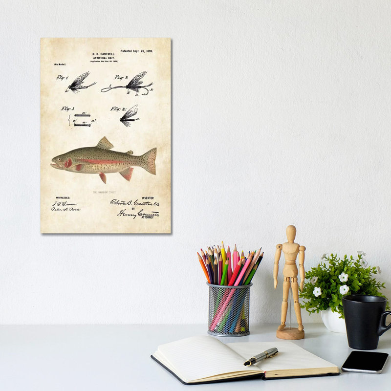 Rainbow Trout Fishing Lure by Patent77 - Wrapped Canvas Gallery-Wrapped Canvas Giclée, 30.48cm H x 20.32cm W