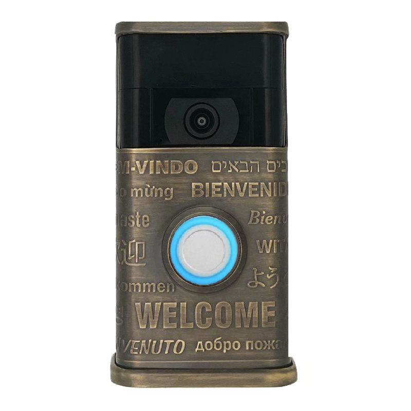 Housse de sonnette multicolore pour vidéo de bienvenue (compatible avec Ring 2nd Gen), Laiton antique