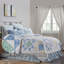 Adda Cream/Dusty Blue/Green Cotton Reversible Quilt-1119767821