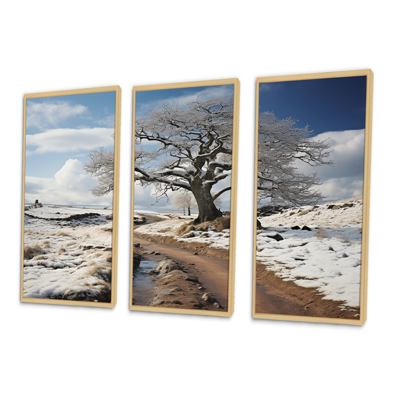 «Road in Meadow Horizon», ensemble d'art mural prairie, H 28 po x l 36 po x P 1 po, Cadre naturel flottant